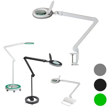 Lumeno Lupenleuchte [#7213/15/18] Laborlupe - Ø127mm - mit Gummischutz - vers. Vergrösserungen+