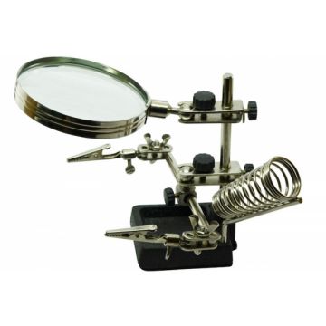 Lupe 2x, 90mm mit "dritter Hand" & Lötkolbenhalterung